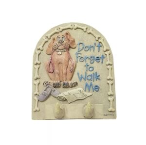 Dog Leash Hanger Spoontiques Dog " Don't forget to walk me."  Resin - Rare